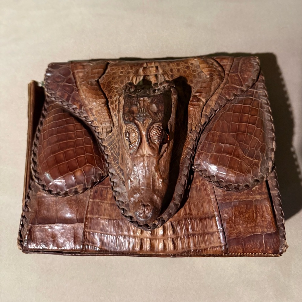 Brown Crocodile Leather Clutch